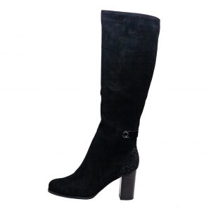 Стильні жіночі чоботи BottiGelo на підборах з натуральної замші чорного кольору