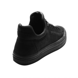 Чоловічі демісезонні черевики на байці з натурального нубука чорного кольору