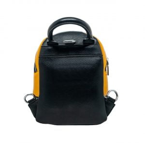 Стильний невеликий жіночій рюкзак з якісної екошкіри жовтого з чорним кольору