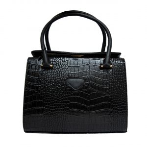 Жіноча сумка в стилі рептилія з еко-шкіри чорного кольору