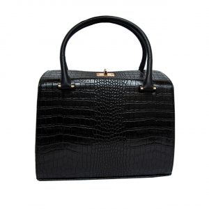 Жіноча сумка в стилі рептилія з еко-шкіри чорного кольору