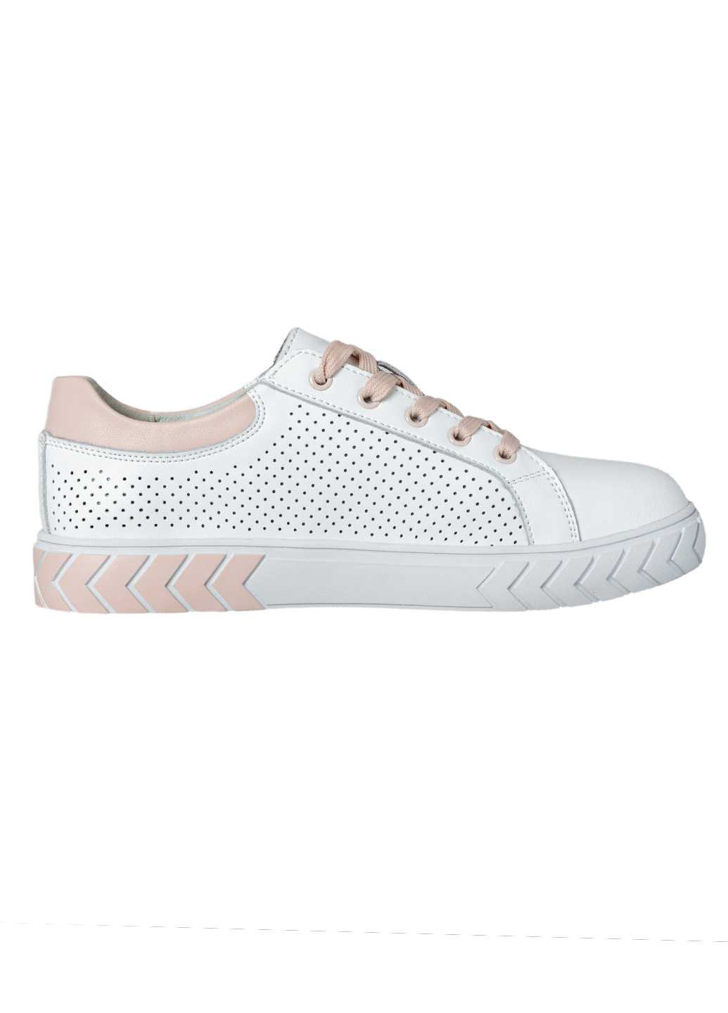 Жіночі кросівки Lifexpert натуральна шкіра білого кольору з перфорацією та рожевими вставками