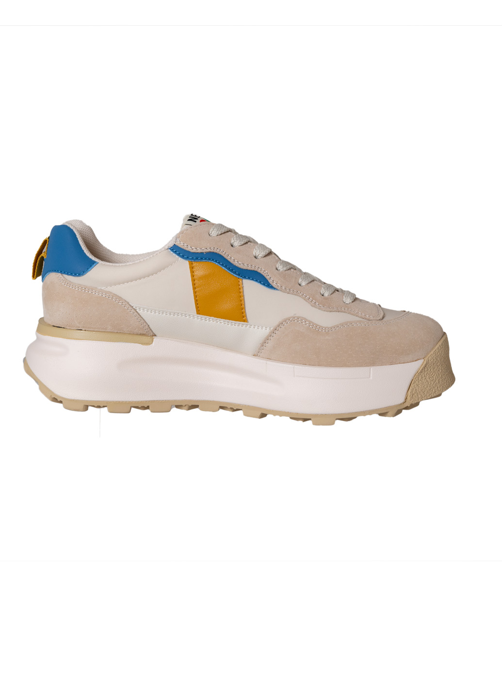 Жіночі кросівки Lifexpert біло-бежевого кольору з блакитно-жовтими вставками