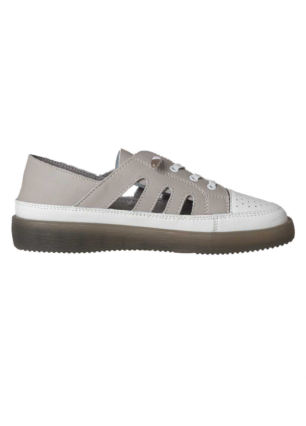 Жіночі туфлі з натуральної шкіри Lifexpert біло-сірого кольору перфорація